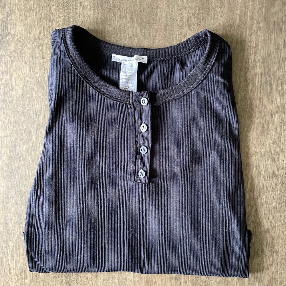 Black Long Sleeve Top with Triangle Cut